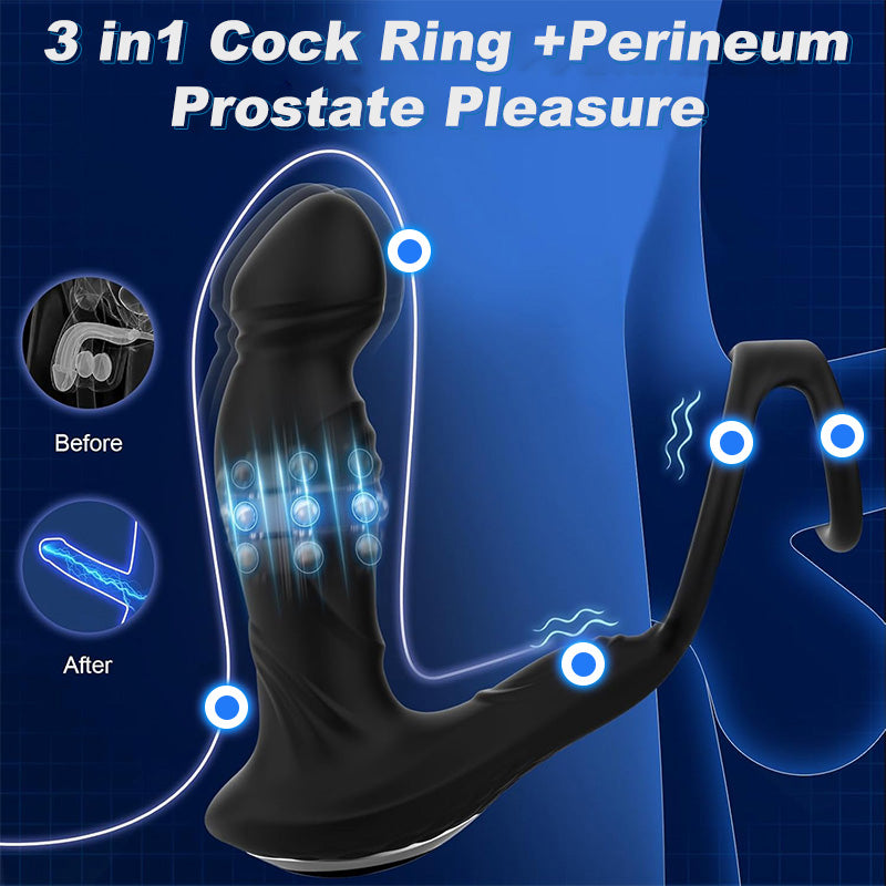 Asura App Control Wiggling & Tapping Prostate Massager with Dual Cock Rings