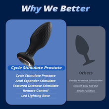 Load image into Gallery viewer, LED Light 360° Rotation &amp; Vibration Remote Control Anal Plug For Solo or Couple