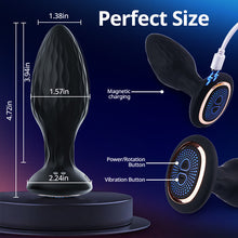 Load image into Gallery viewer, LED Light 360° Rotation &amp; Vibration Remote Control Anal Plug For Solo or Couple
