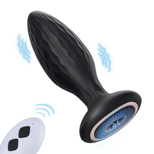 Load image into Gallery viewer, LED Light 360° Rotation &amp; Vibration Remote Control Anal Plug For Solo or Couple