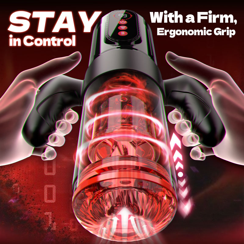 Wine & Beauty Handle Design 9 Thrusting & Rotating 9 Suction Adult Toys Mens Masturbator
