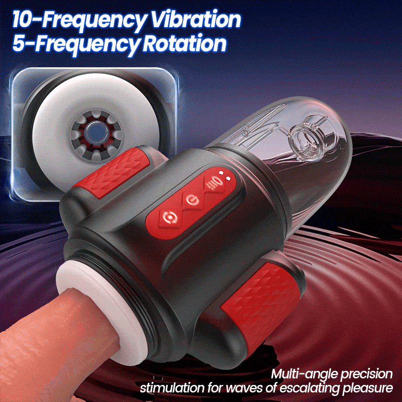 Storm Vortex - 5-Frequency Water Spray + 10-Frequency Vibration + 5-Frequency Rotation, Dual Glans Stimulation, Dual-Use