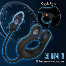 Load image into Gallery viewer, 2 IN 1 Anal Vibrator Butt Plug Penis Ring Cockring with 10 Vibrations &amp; Telescope