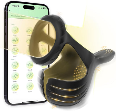Vibrating Cock Ring with Testicles Vibrator, APP Vibrator Prostate Massager Penis Ring Sex Toy for Men Erotic with 10 Vibration Modes, Medical Silicone Waterproof Sex Toys for Adult Couples Black