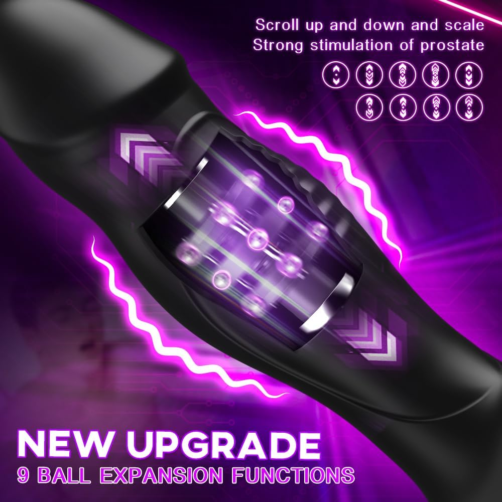 Prostate Massager Anal Toys with Penis Ring 9 Swing Rolling Vibrating Modes Male Sex Toys Anal Vibrator for Men Male Adult Sex Toy for Men Vibrating Anal Butt Plug