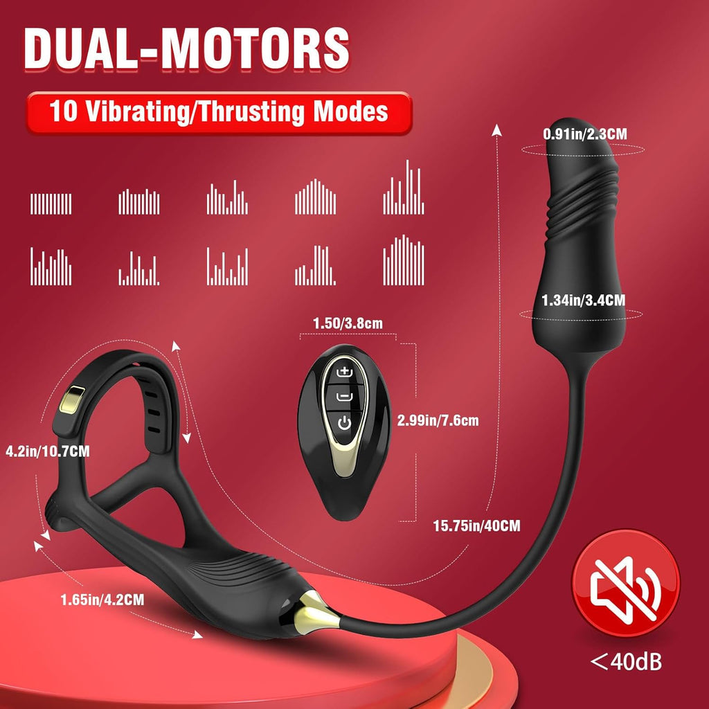 10 Modes Prostrate Massager and one-Touch Recovery Portable Soft Silicone Easy to wear Powerful Silent and Waterproof Beautifully Packaged Man Ladies Gift Pleasure.-SIY4-5, Black-5