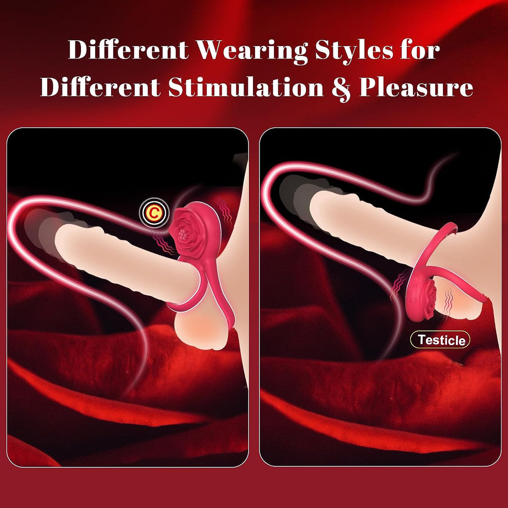 7x Vibrating Cock Ring with Rose Clitoral Stimulator