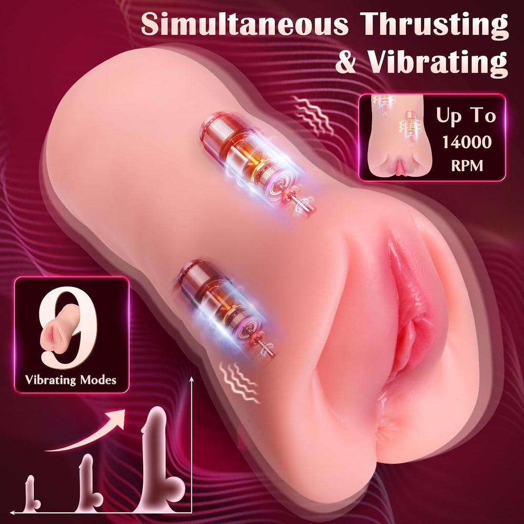 Realistic Skin-Safe 9X Automatic Thrusting & Vibrating Pocket Pussy
