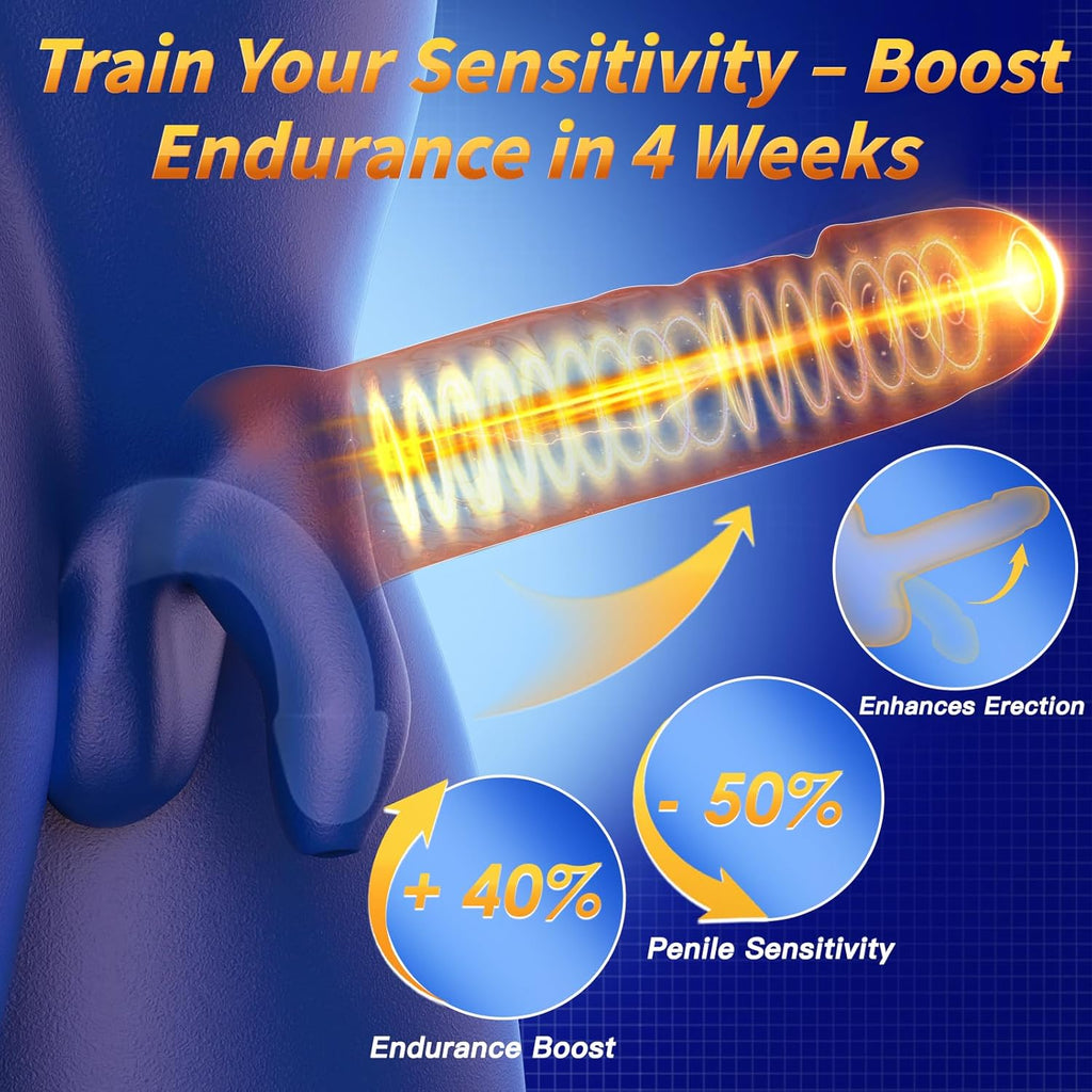 Male Masturbator Sex Toys for Men, Powerful Elongated Compact Penile 360 Training Wrap with 10 Vibrating Modes - Anal Penis Vibrator for Men
