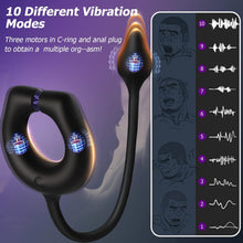 Load image into Gallery viewer, Vibrating Cock Ring with Anal Plug, Penis Ring Vibrator Magnet Adsorption Design, 10 Vibration Modes Adult Sex Toys for Men Coup