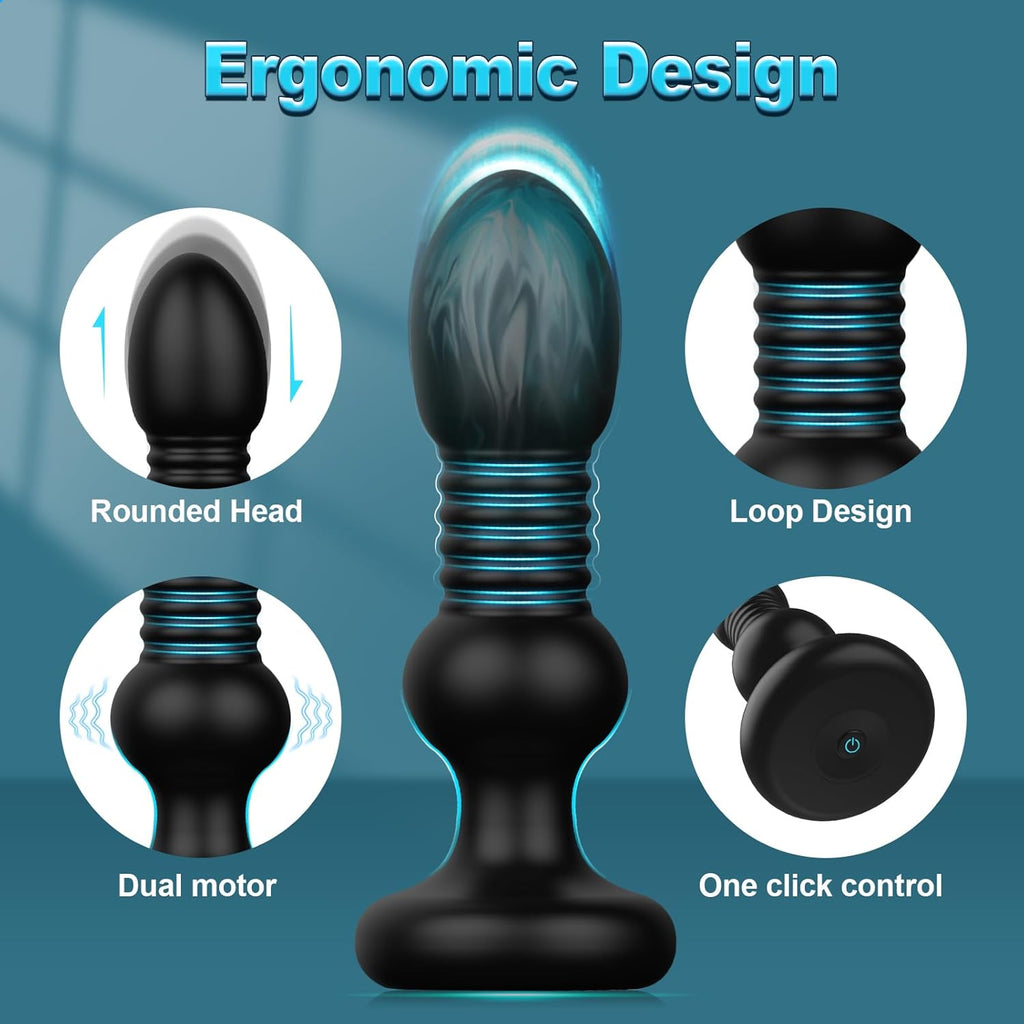 Thrusting Anal Plug Butt Plug, Remote Control Anal Sex Toy Vibrator With 5 Vibrating and Thrusting Modes,Prostate Massager For Male and Female, HBABY Waterproof Adult Sex Toy Anal Toys P Spot Massager
