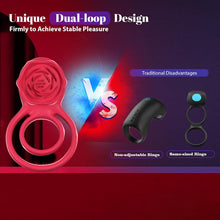 Load image into Gallery viewer, 7x Vibrating Cock Ring with Rose Clitoral Stimulator