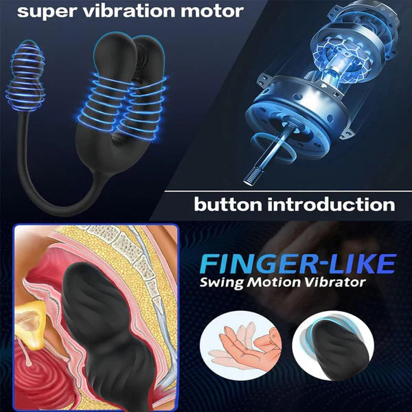 2 IN 1 Anal Vibrator Butt Plug Penis Ring Cockring with 10 Vibrations & Telescope