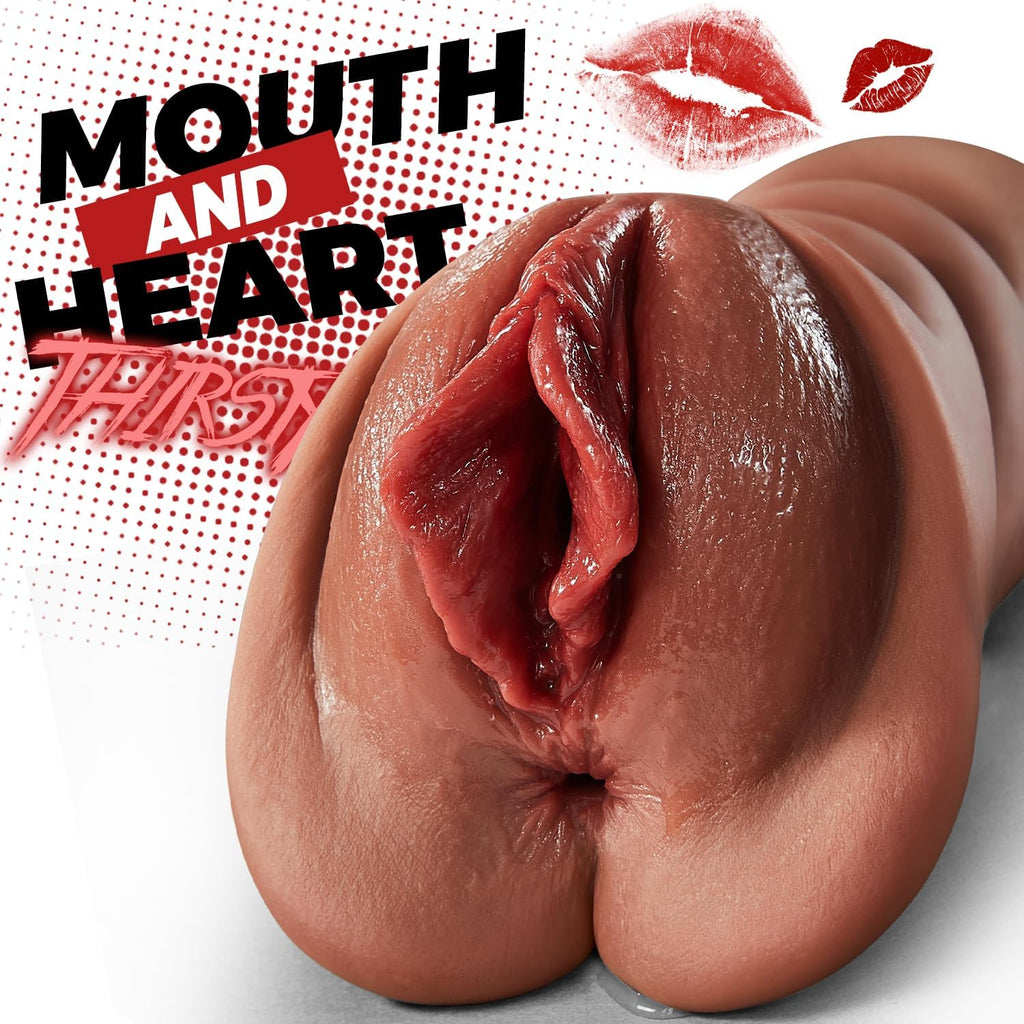 Realistic Pocket Pussy Male Masturbator, Thick Labia Pussy Masturbators Sex Toy with 5D Deep Vagina and Tight Anus, Lifelike Blowjob Male Stroker Adult Sex Toys for Men Masturbation
