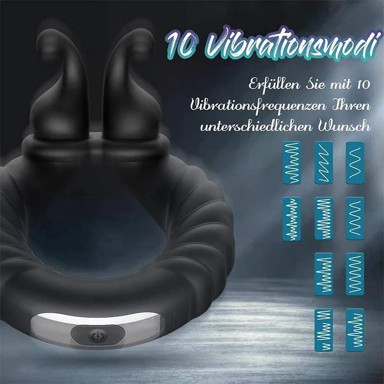 10 Frequency Vbration Longer Harder Vibrating Dual Penis Ring Dildo Stretchy Cock Ring