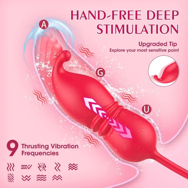 3 In 1 Rose Toy Thrusting Dildo Vibrator G Spot Clit Bullet Vibrators